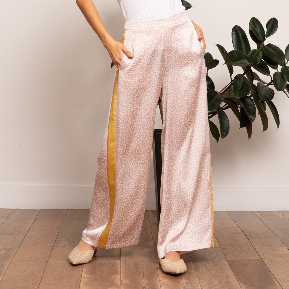 Lucy Paris Wide Leg Satin Pant